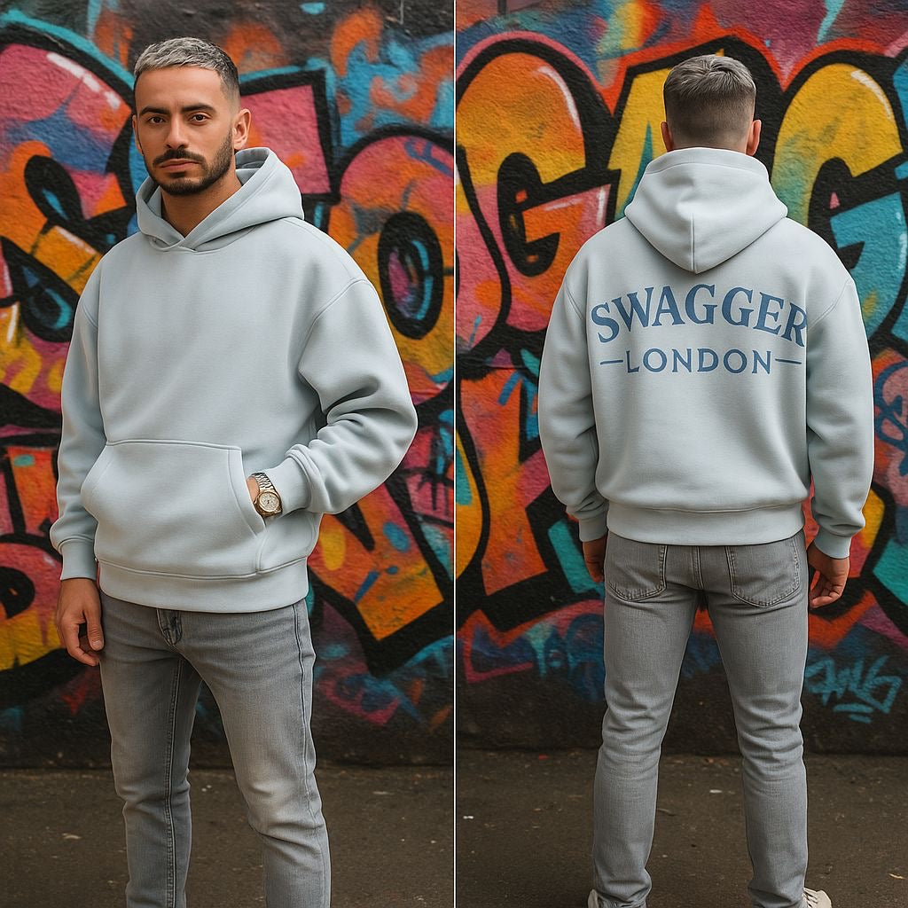 Swagger London Signature Oversized Hoodie – Ice Blue
