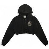 Swagger London Cropped Zip Hoodie – Washed Black