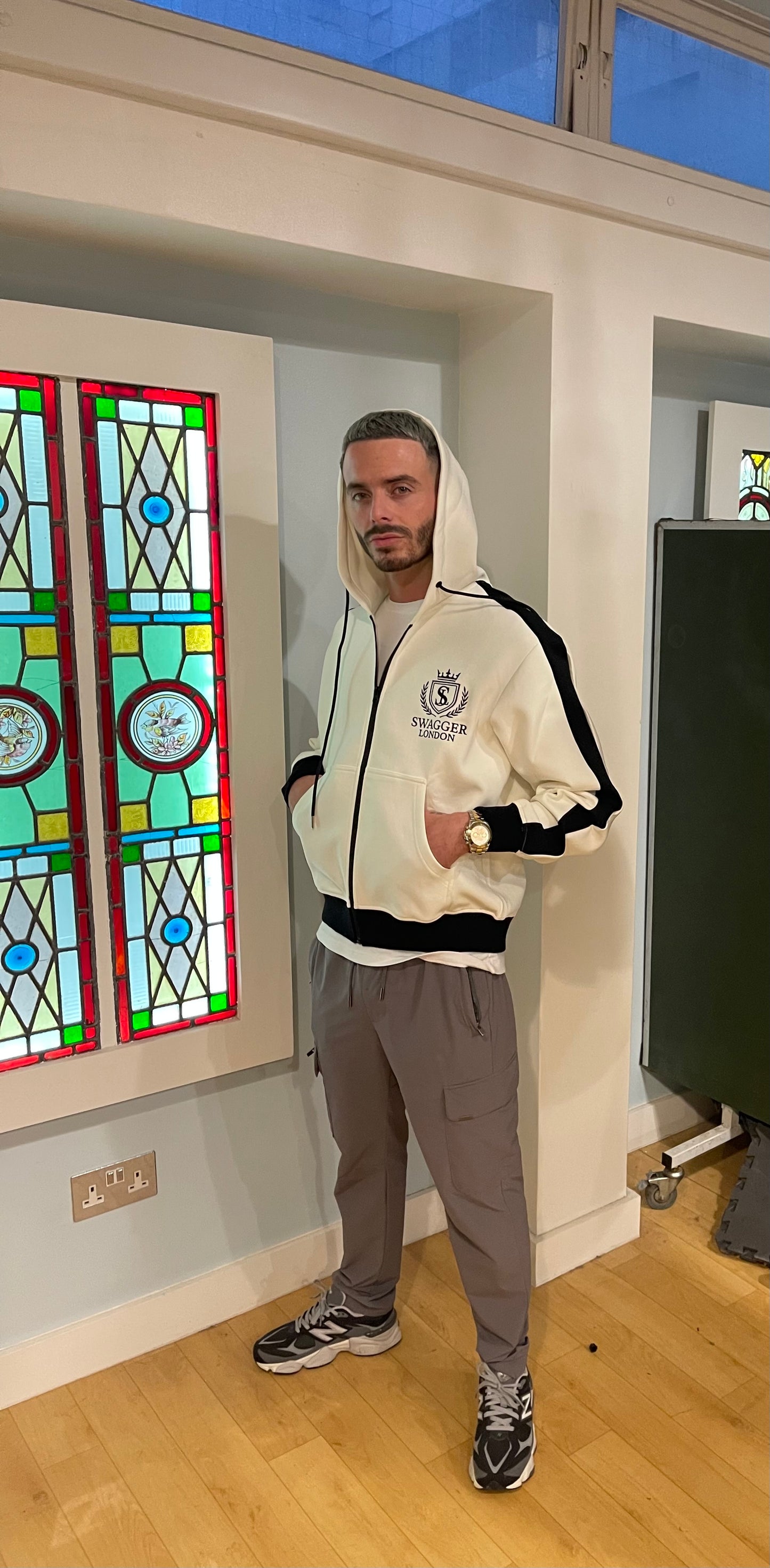 Swagger London Retro Off White Zip Hoodie