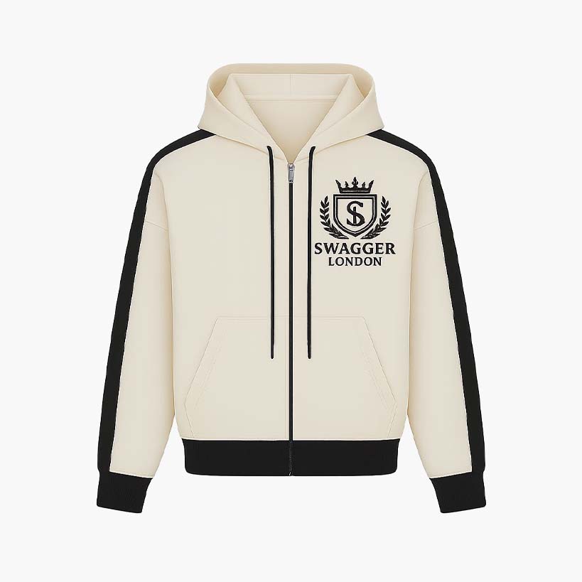 Swagger London Retro Off White Zip Hoodie