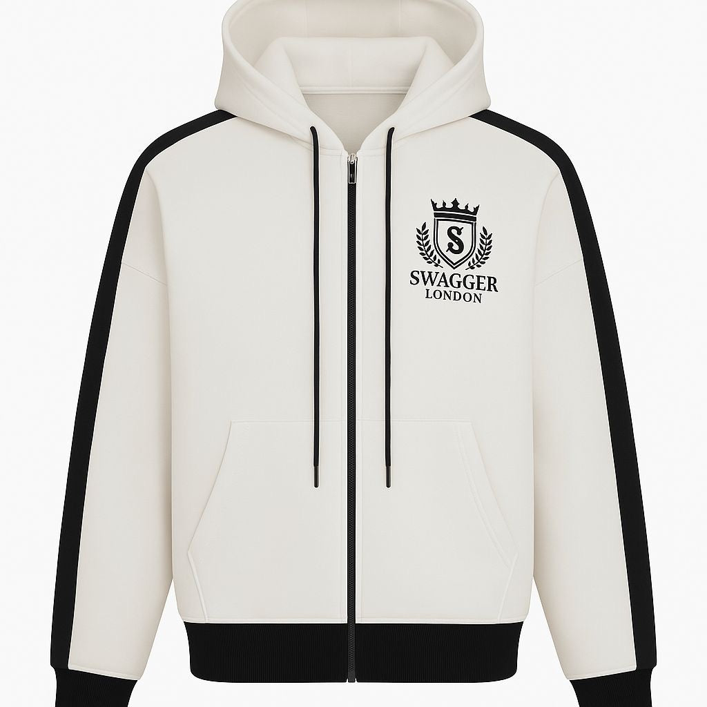 Swagger London Retro Off White Zip Hoodie